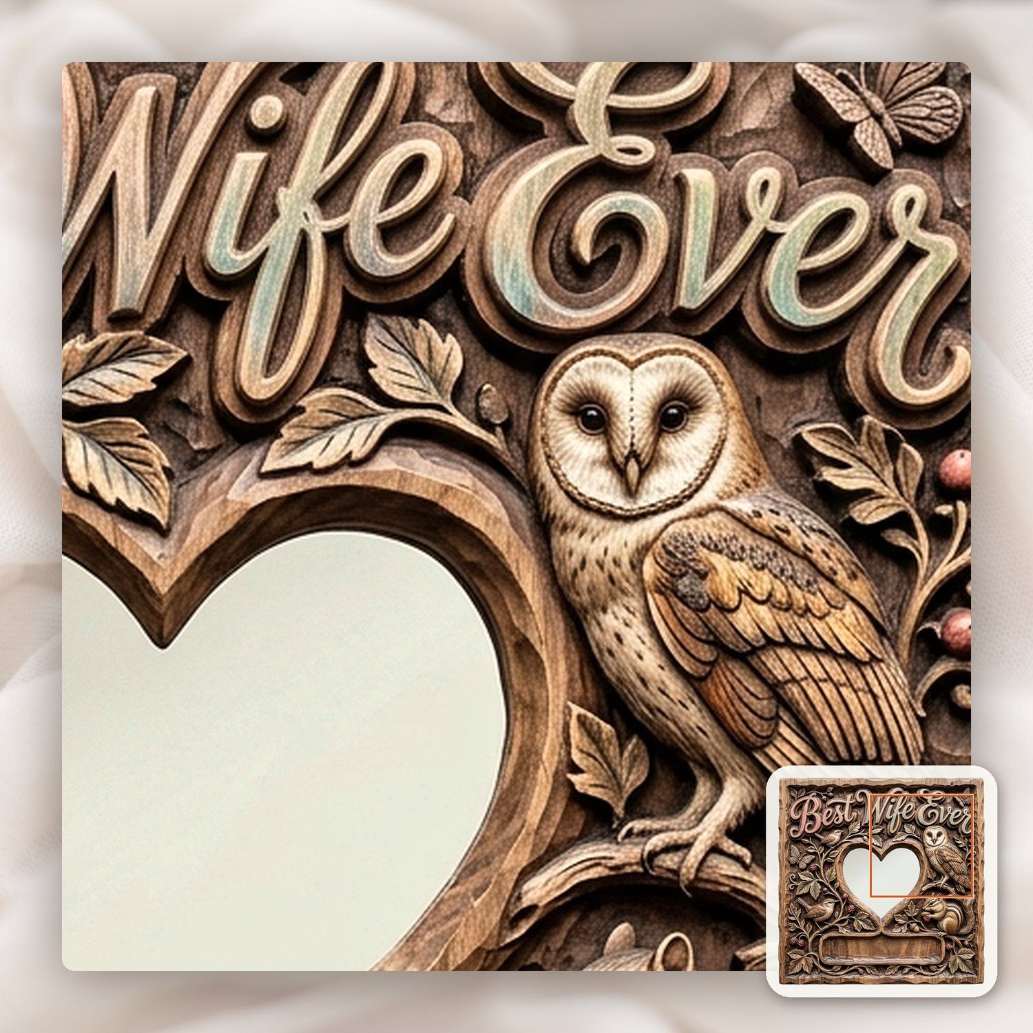 Best Wife Ever Woodland Heart Photo Frame CNC Relief STL bas-relief STL — view 13