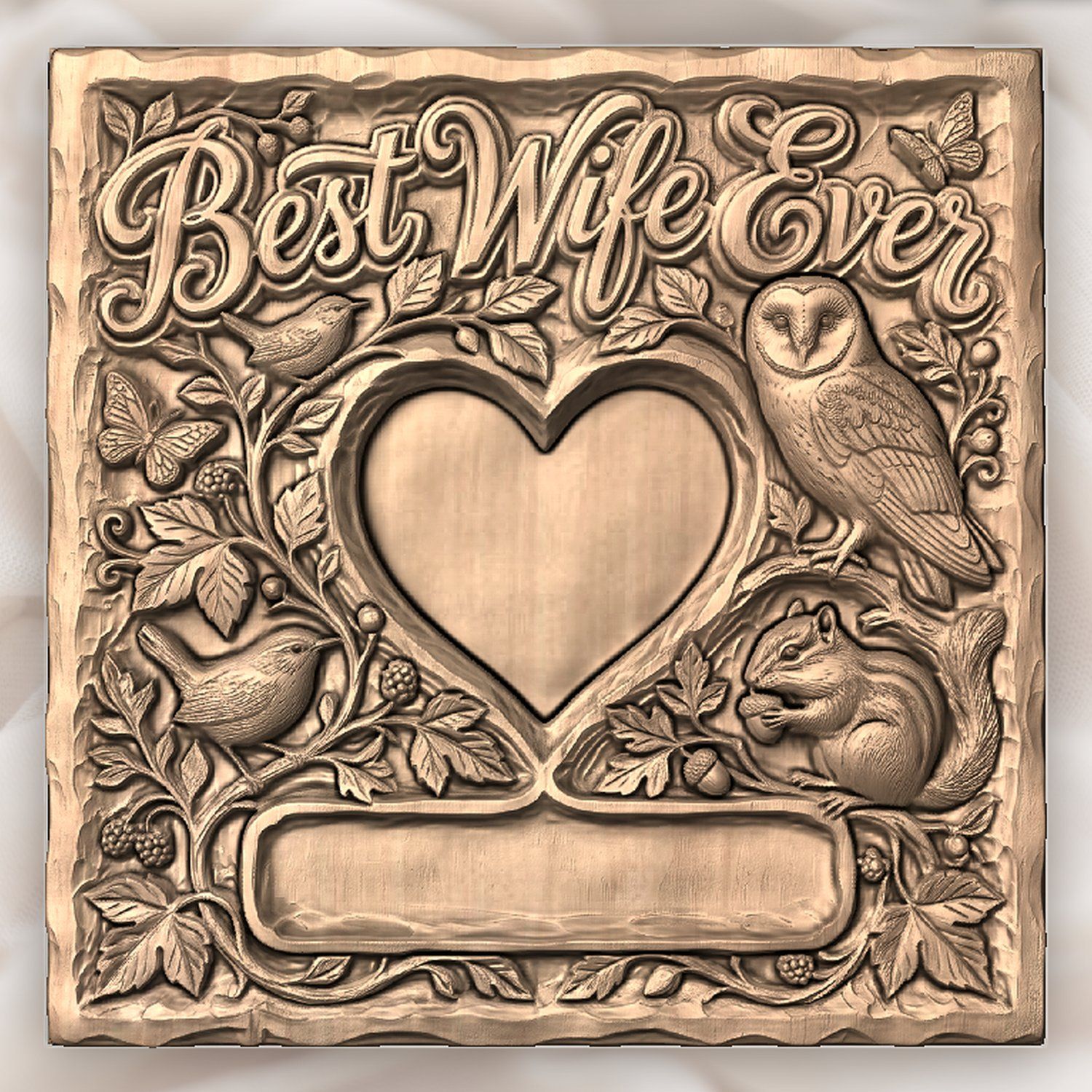 Best Wife Ever Woodland Heart Photo Frame CNC Relief STL bas-relief STL — view 4