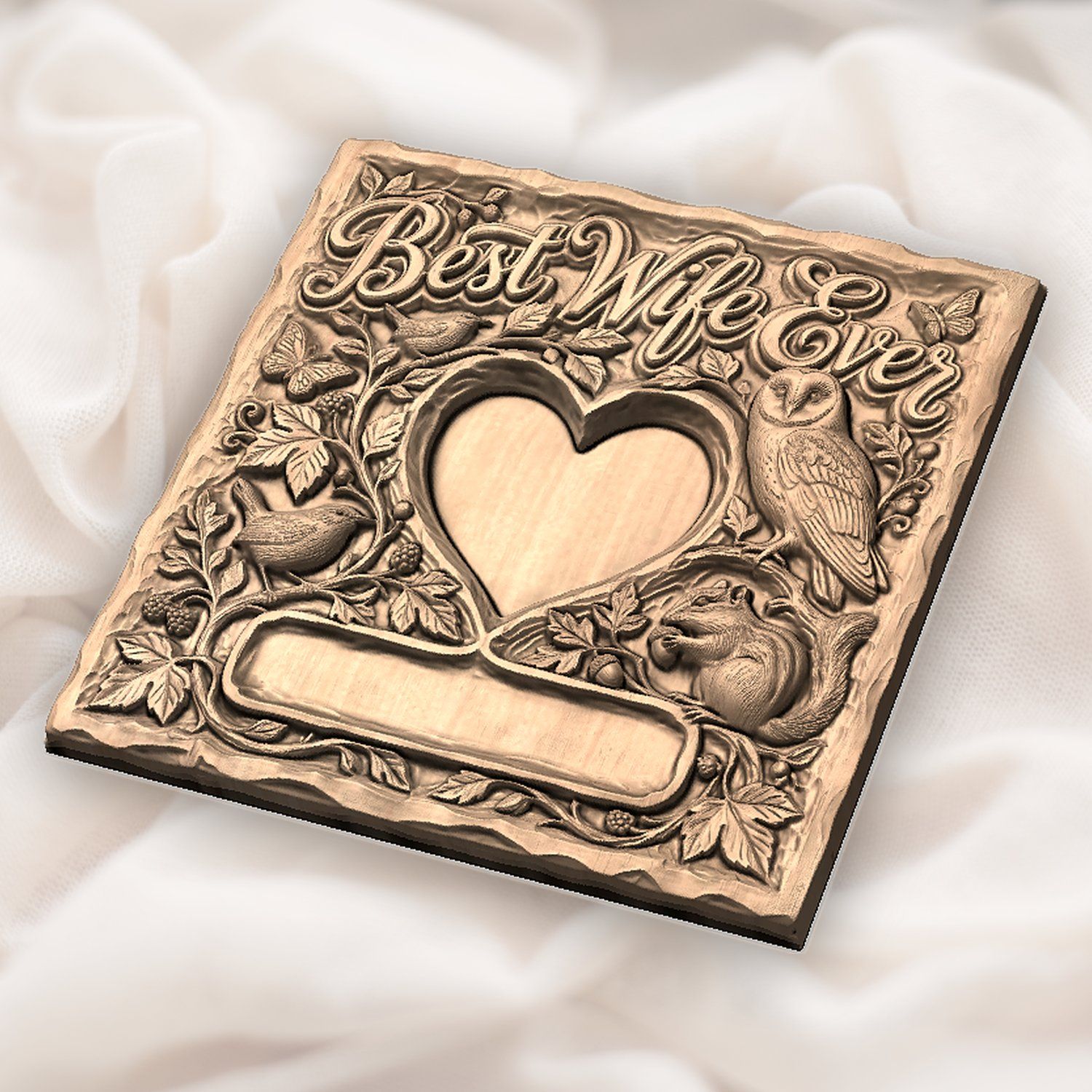 Best Wife Ever Woodland Heart Photo Frame CNC Relief STL bas-relief STL — view 5
