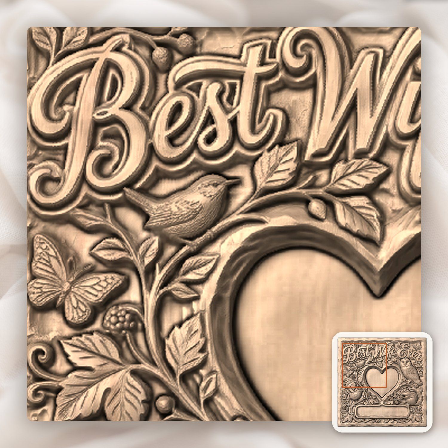 Best Wife Ever Woodland Heart Photo Frame CNC Relief STL bas-relief STL — view 7