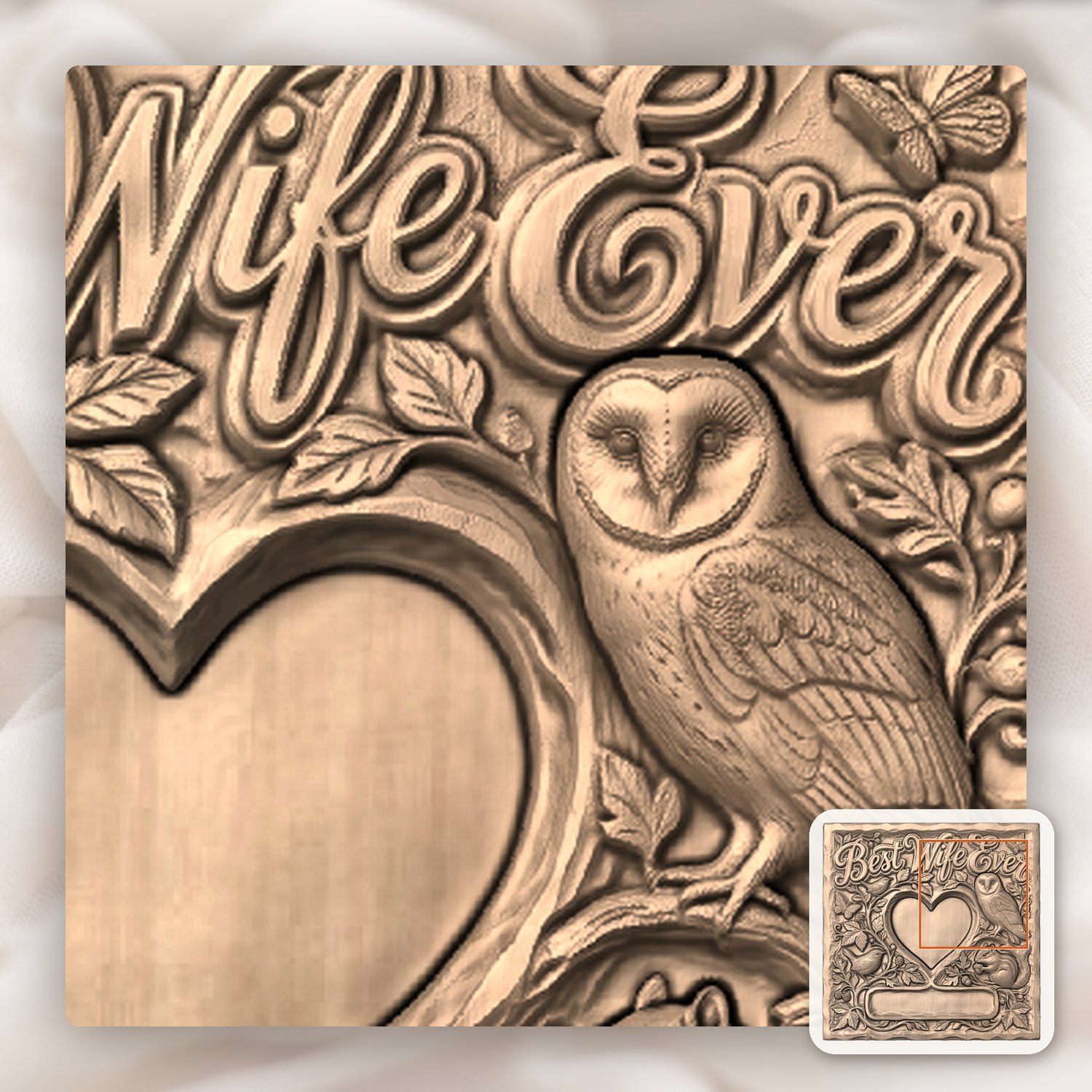 Best Wife Ever Woodland Heart Photo Frame CNC Relief STL bas-relief STL — view 8