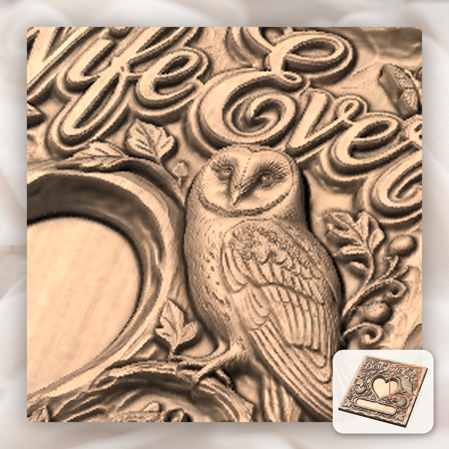 Best Wife Ever Woodland Heart Photo Frame CNC Relief STL bas-relief STL — view 10