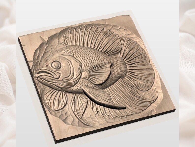 Round-Bodied Sunfish Bas-Relief STL for CNC Carving bas-relief STL — view 2