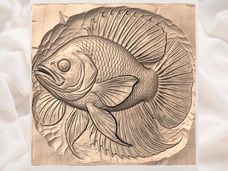 Round-Bodied Sunfish Bas-Relief STL for CNC Carving bas-relief STL — view 3