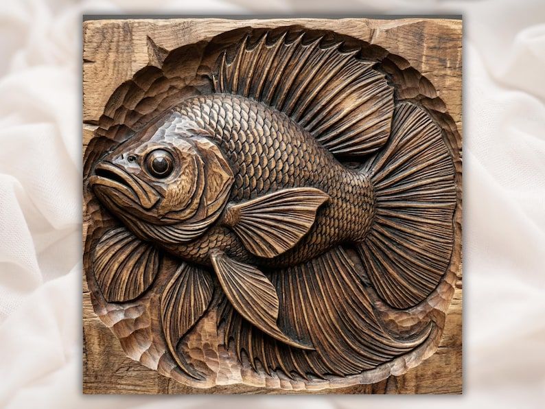 Round-Bodied Sunfish Bas-Relief STL for CNC Carving bas-relief STL design