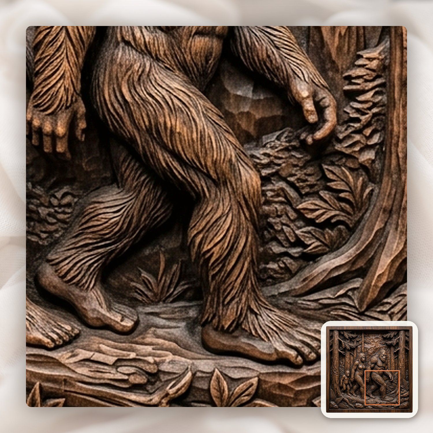 Bigfoot Sasquatch Family Wall Panel CNC Relief STL bas-relief STL — view 11