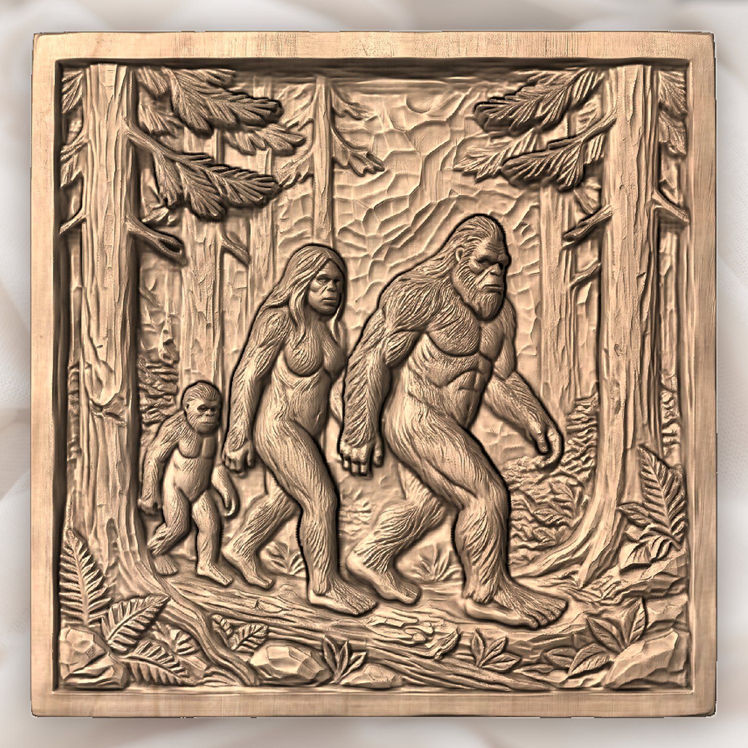 Bigfoot Sasquatch Family Wall Panel CNC Relief STL bas-relief STL — view 4