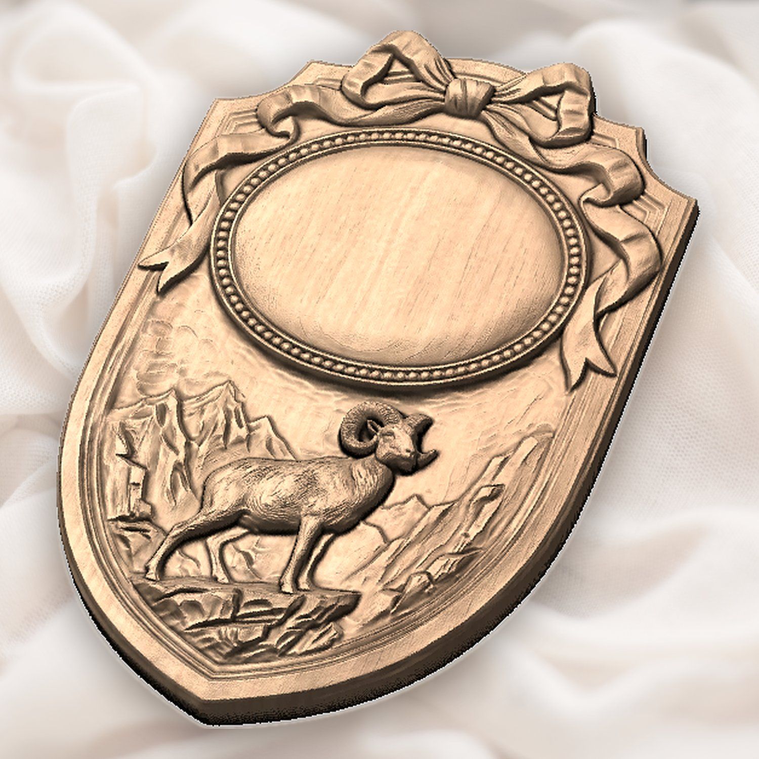 Bighorn Ram Mountain Trophy Shield CNC Relief STL bas-relief STL — view 5