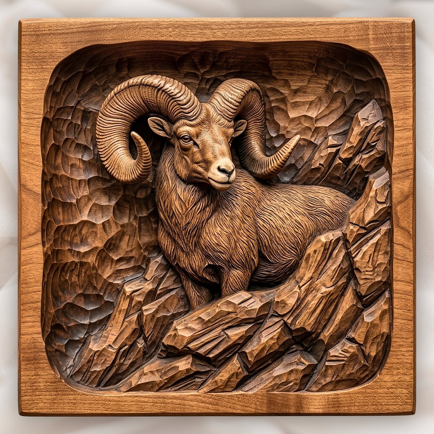 Bighorn Sheep Mountain CNC Relief STL bas-relief STL design