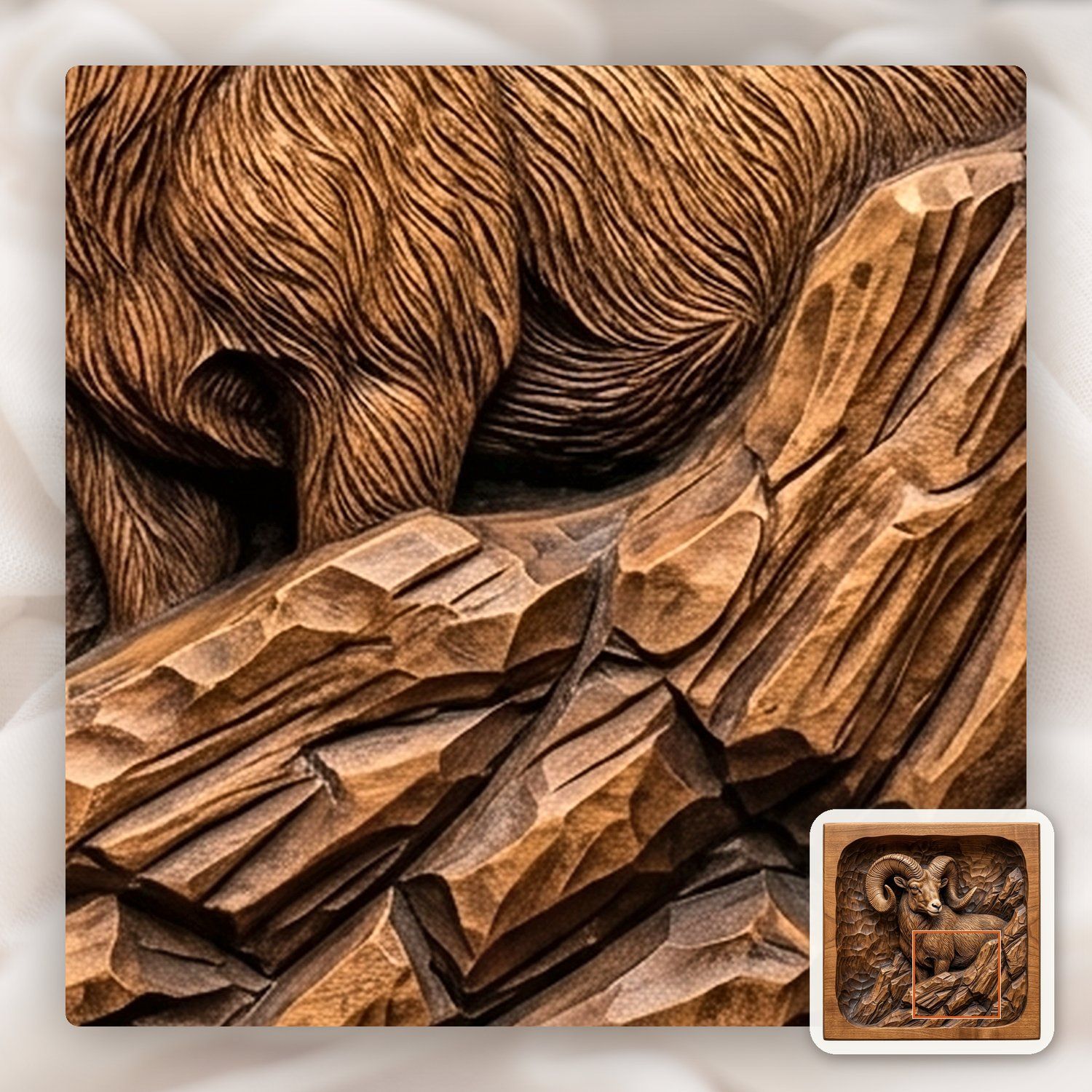 Bighorn Sheep Mountain CNC Relief STL bas-relief STL — view 12