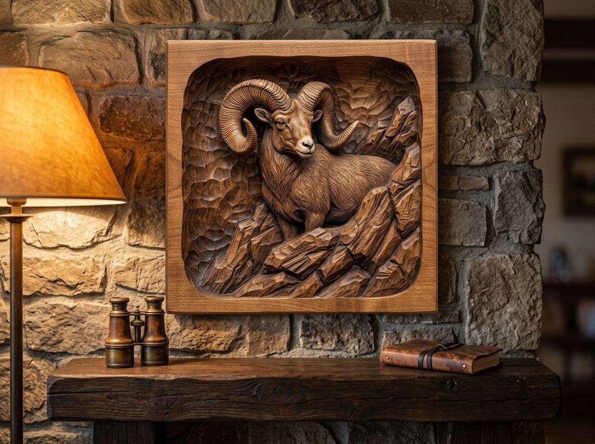 Bighorn Sheep Mountain CNC Relief STL bas-relief STL — view 13