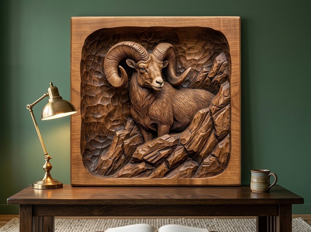 Bighorn Sheep Mountain CNC Relief STL bas-relief STL — view 14