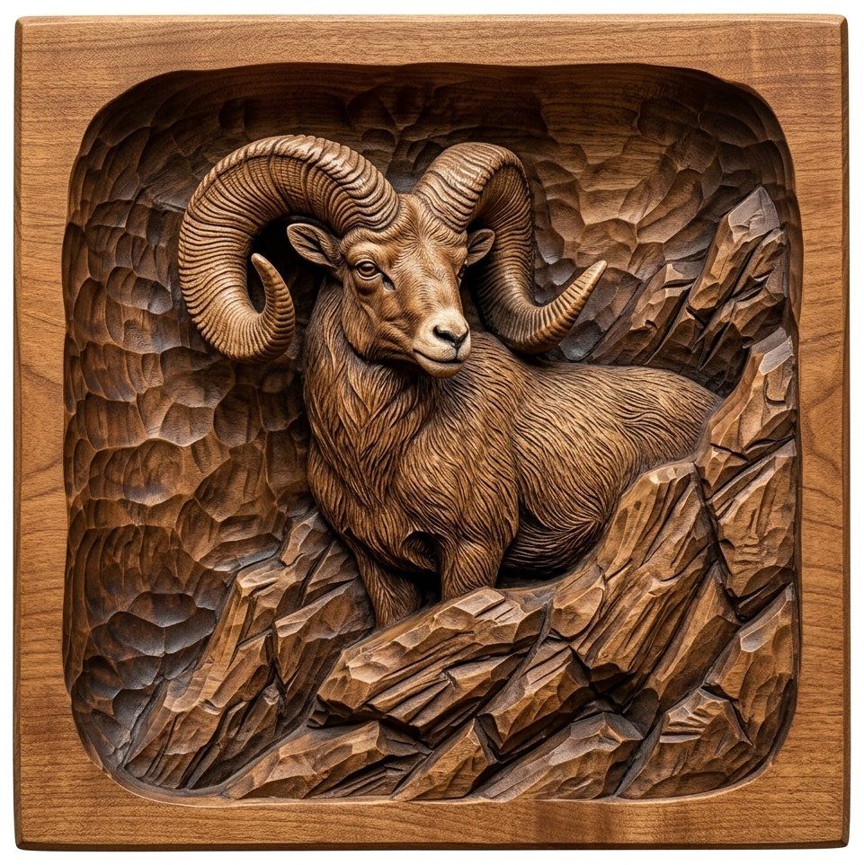 Bighorn Sheep Mountain CNC Relief STL bas-relief STL — view 4