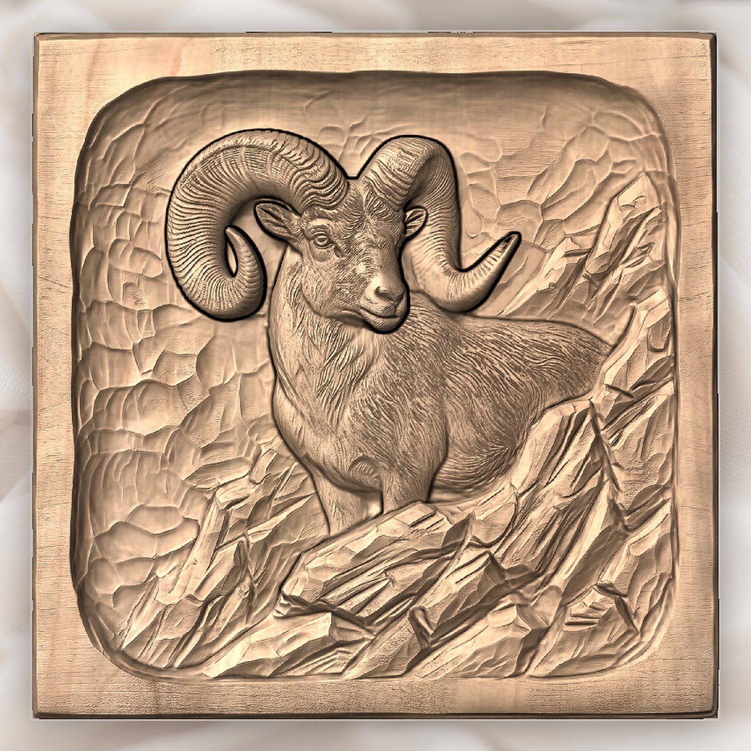 Bighorn Sheep Mountain CNC Relief STL bas-relief STL — view 5