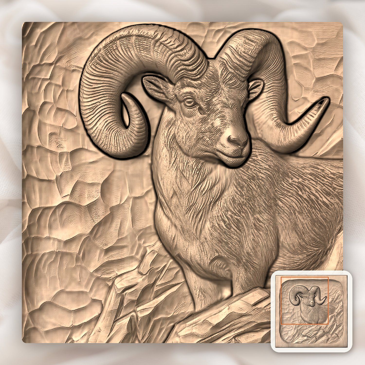 Bighorn Sheep Mountain CNC Relief STL bas-relief STL — view 7