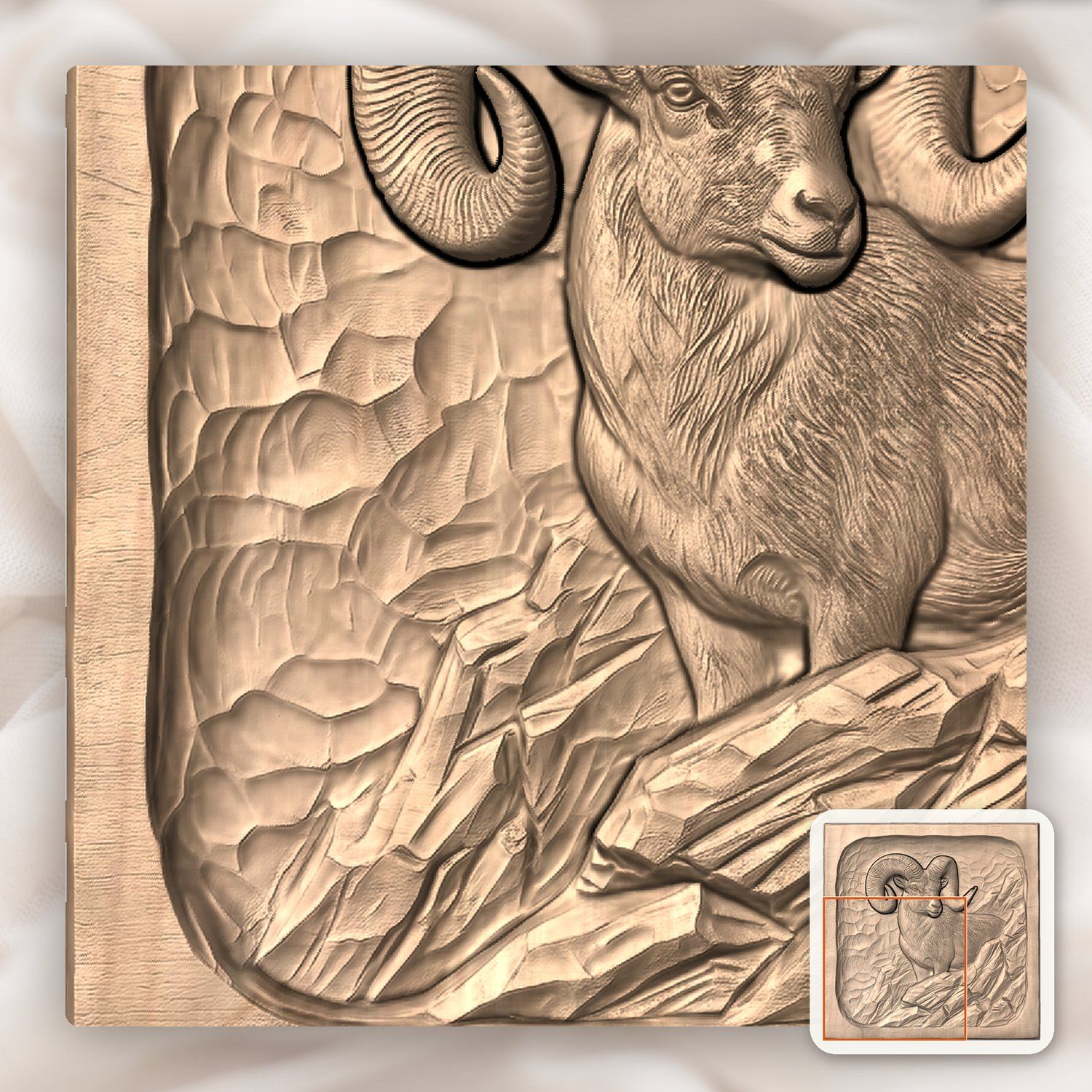 Bighorn Sheep Mountain CNC Relief STL bas-relief STL — view 10