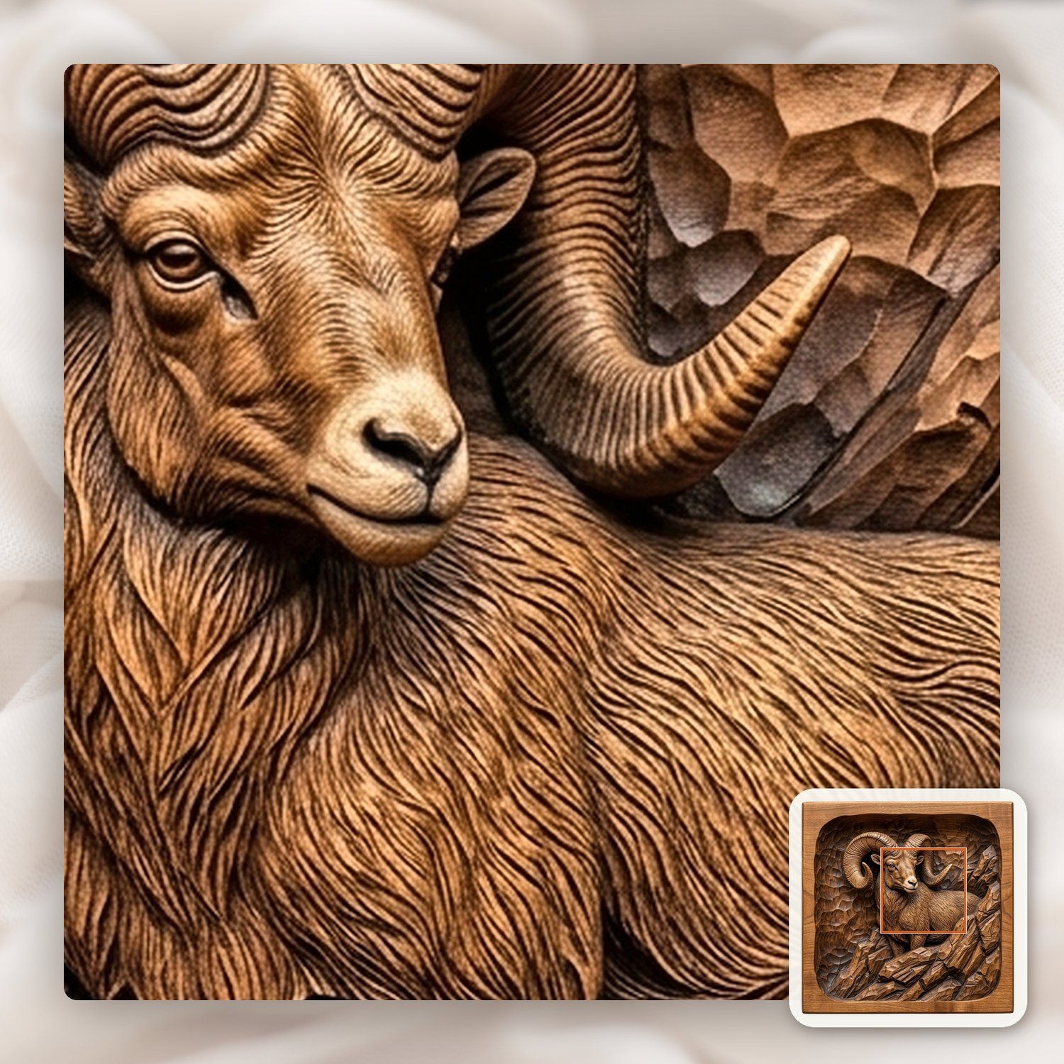 Bighorn Sheep Mountain CNC Relief STL bas-relief STL — view 11