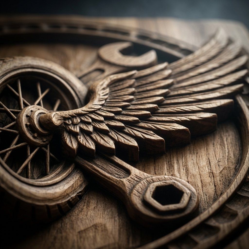 Biker Wings Garage Wall Art bas-relief STL — view 5