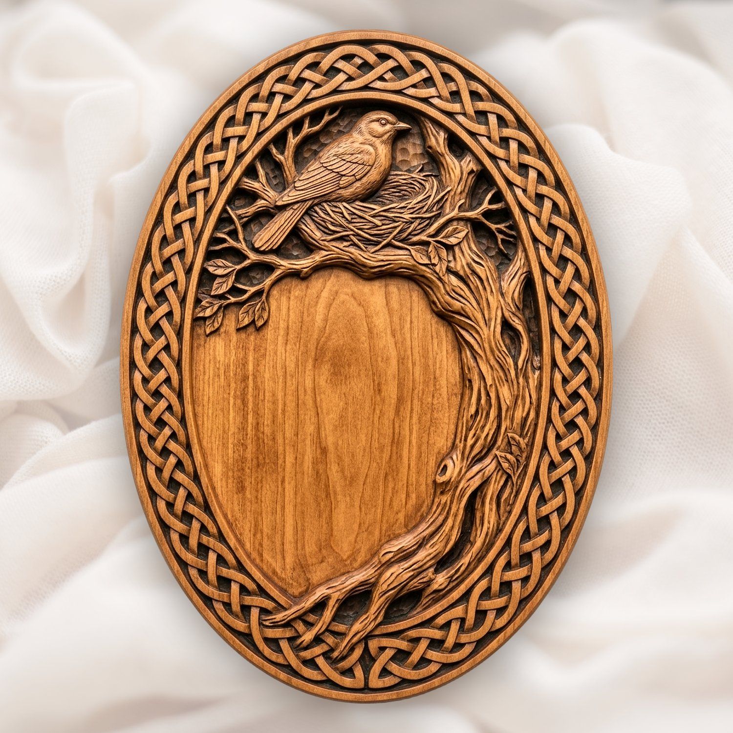 Bird Nesting Trophy Shield Celtic Knotwork Border CNC Relief STL bas-relief STL design