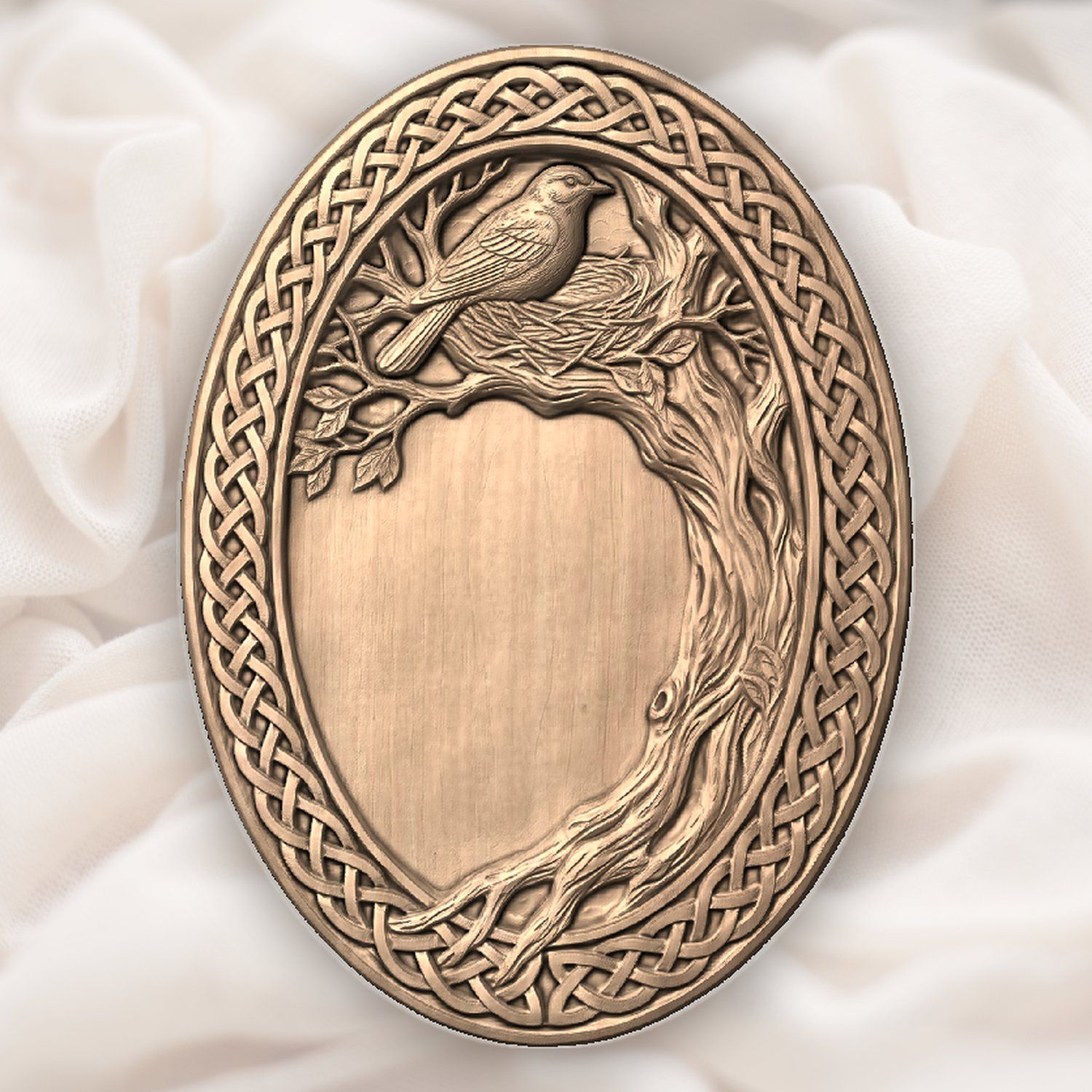 Bird Nesting Trophy Shield Celtic Knotwork Border CNC Relief STL bas-relief STL — view 4