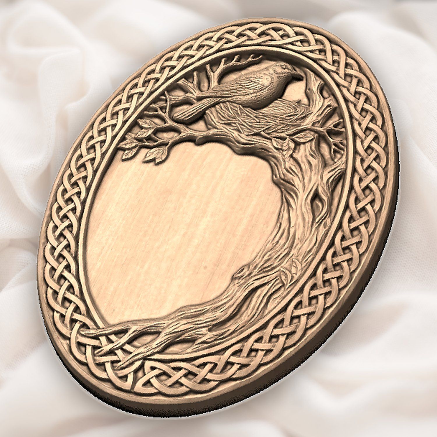 Bird Nesting Trophy Shield Celtic Knotwork Border CNC Relief STL bas-relief STL — view 5