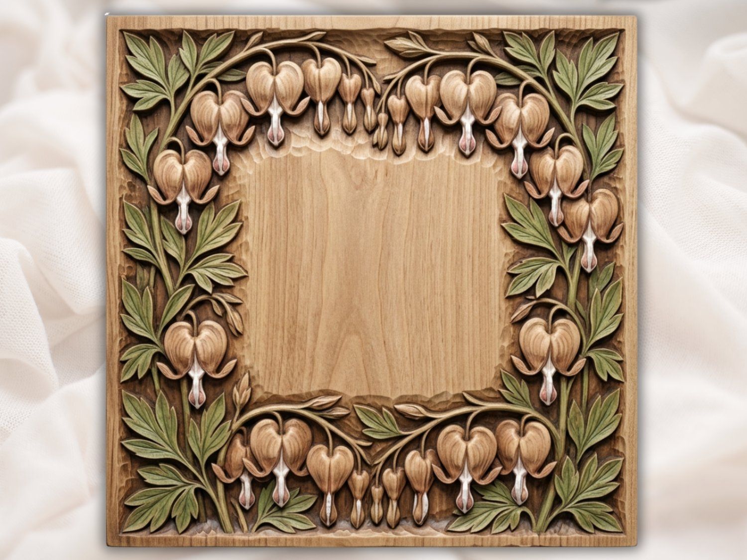 Bleeding Heart Flower Floral Frame CNC Relief STL bas-relief STL — view 2