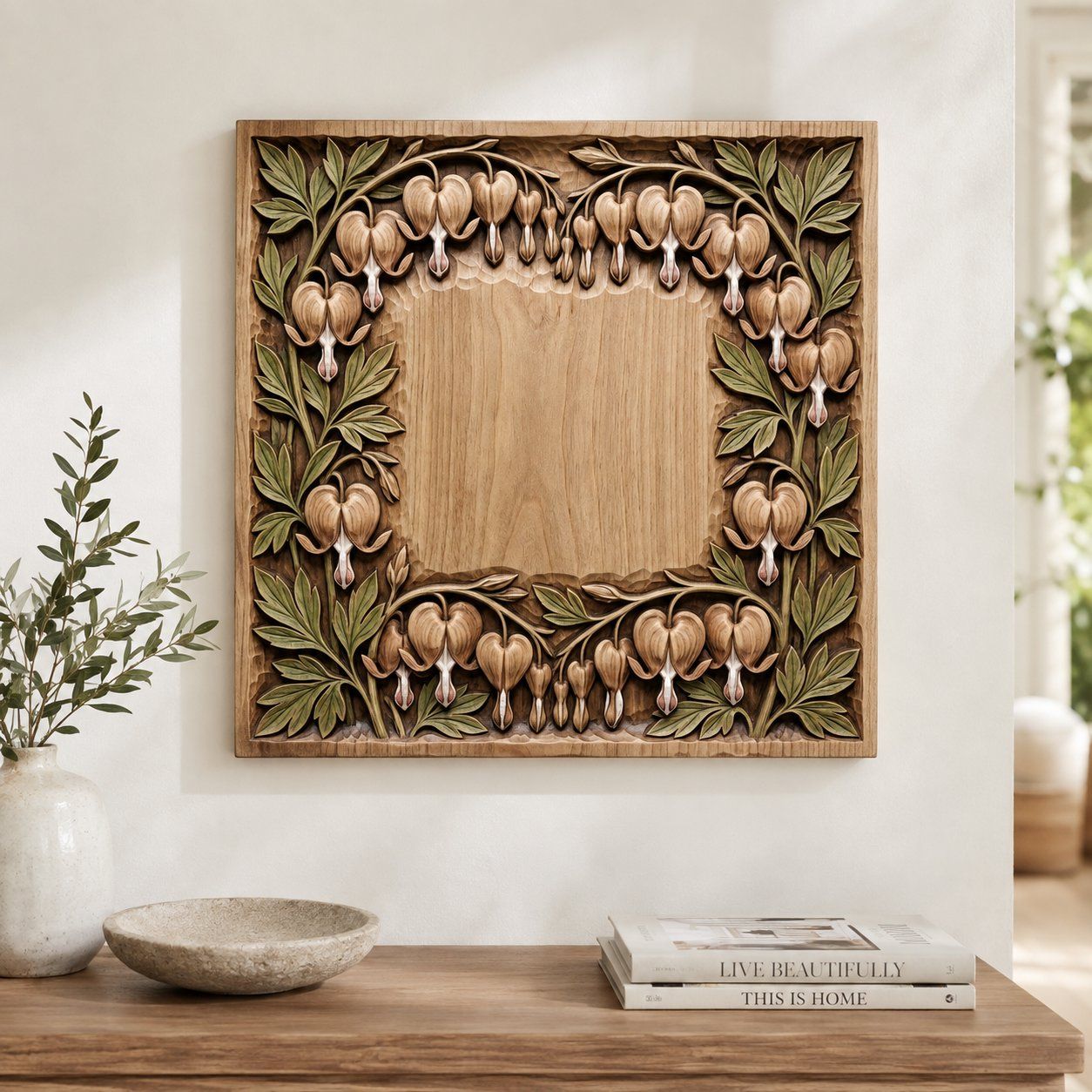 Bleeding Heart Flower Floral Frame CNC Relief STL bas-relief STL — view 6