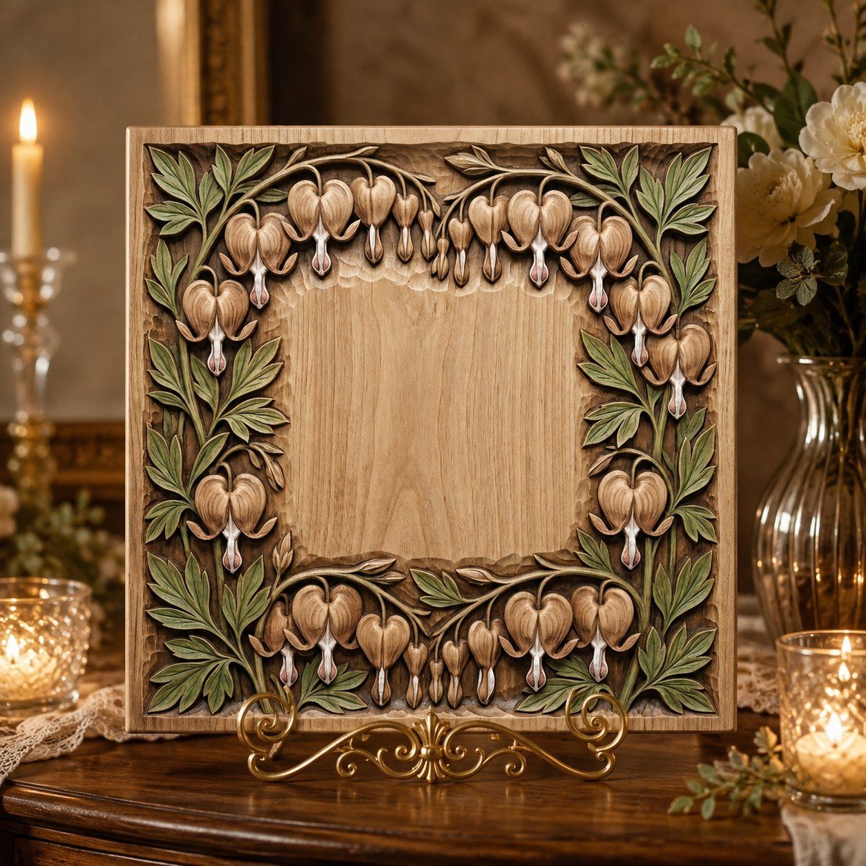 Bleeding Heart Flower Floral Frame CNC Relief STL bas-relief STL — view 7