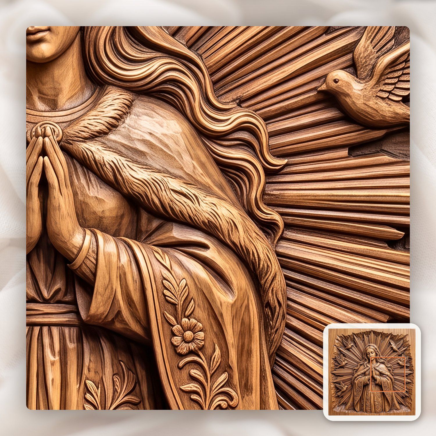 Blessed Virgin Mary Religious CNC Relief STL bas-relief STL — view 12