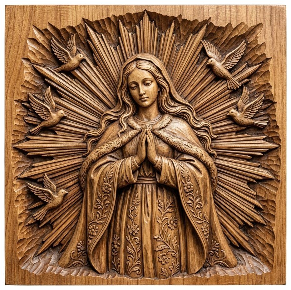Blessed Virgin Mary Religious CNC Relief STL bas-relief STL — view 13