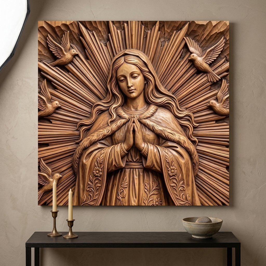 Blessed Virgin Mary Religious CNC Relief STL bas-relief STL — view 15
