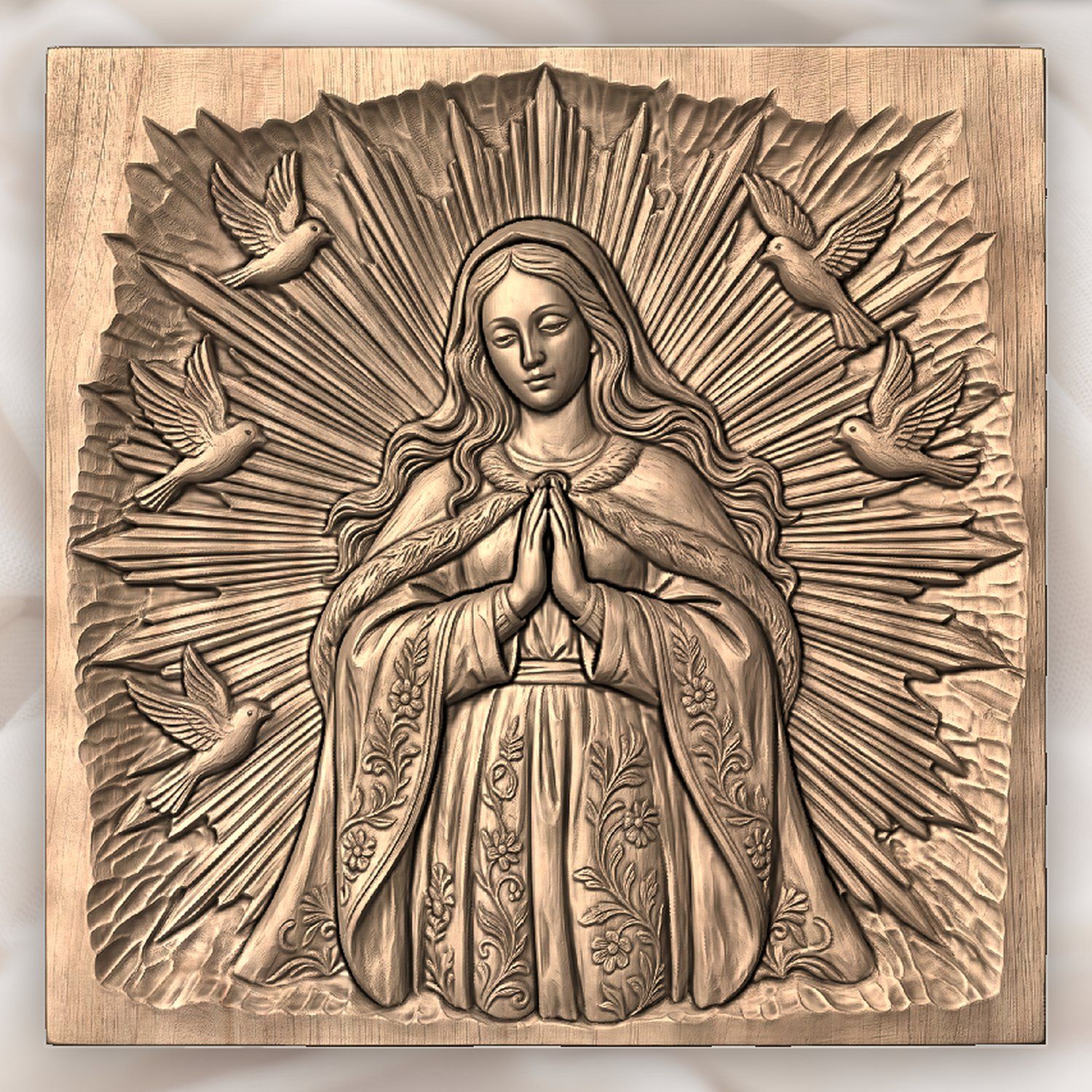 Blessed Virgin Mary Religious CNC Relief STL bas-relief STL — view 4