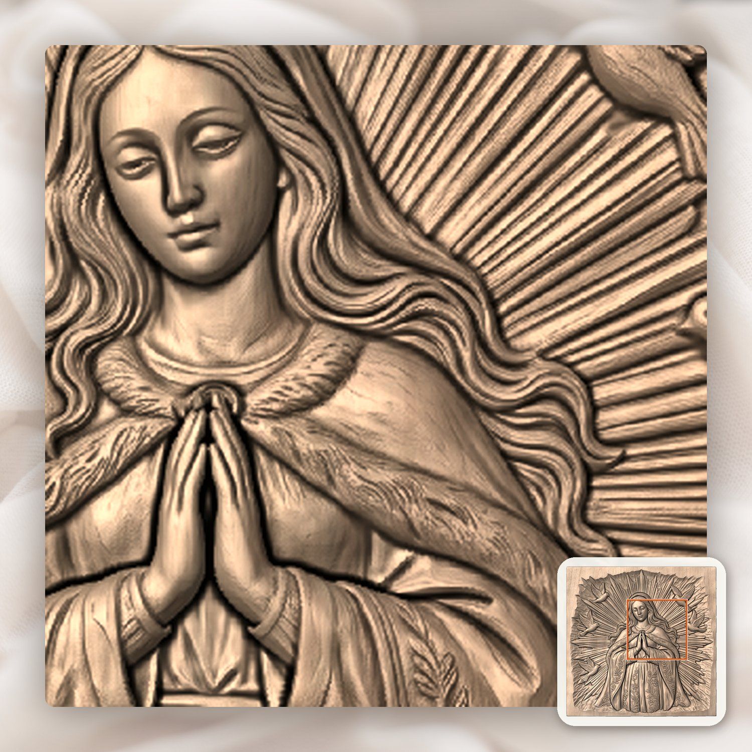 Blessed Virgin Mary Religious CNC Relief STL bas-relief STL — view 8