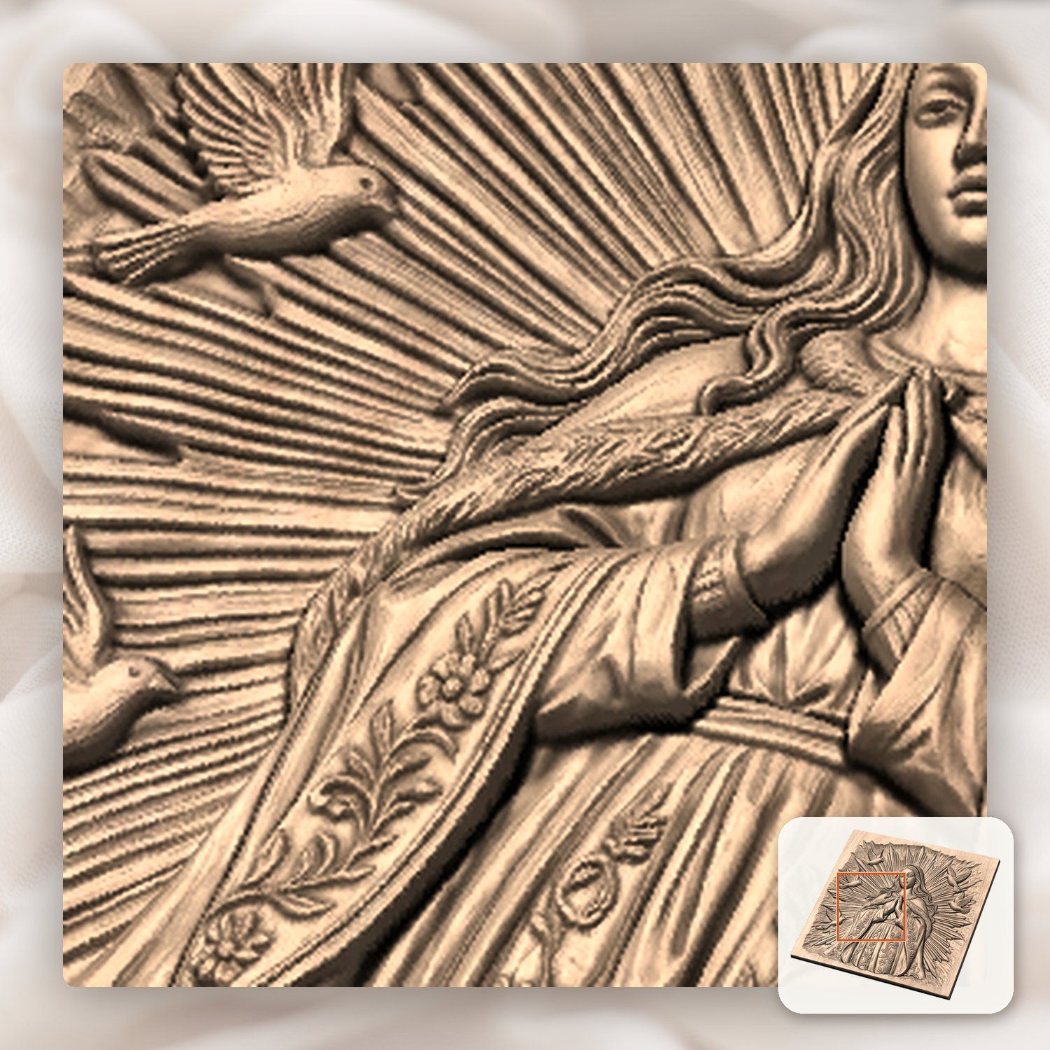 Blessed Virgin Mary Religious CNC Relief STL bas-relief STL — view 9