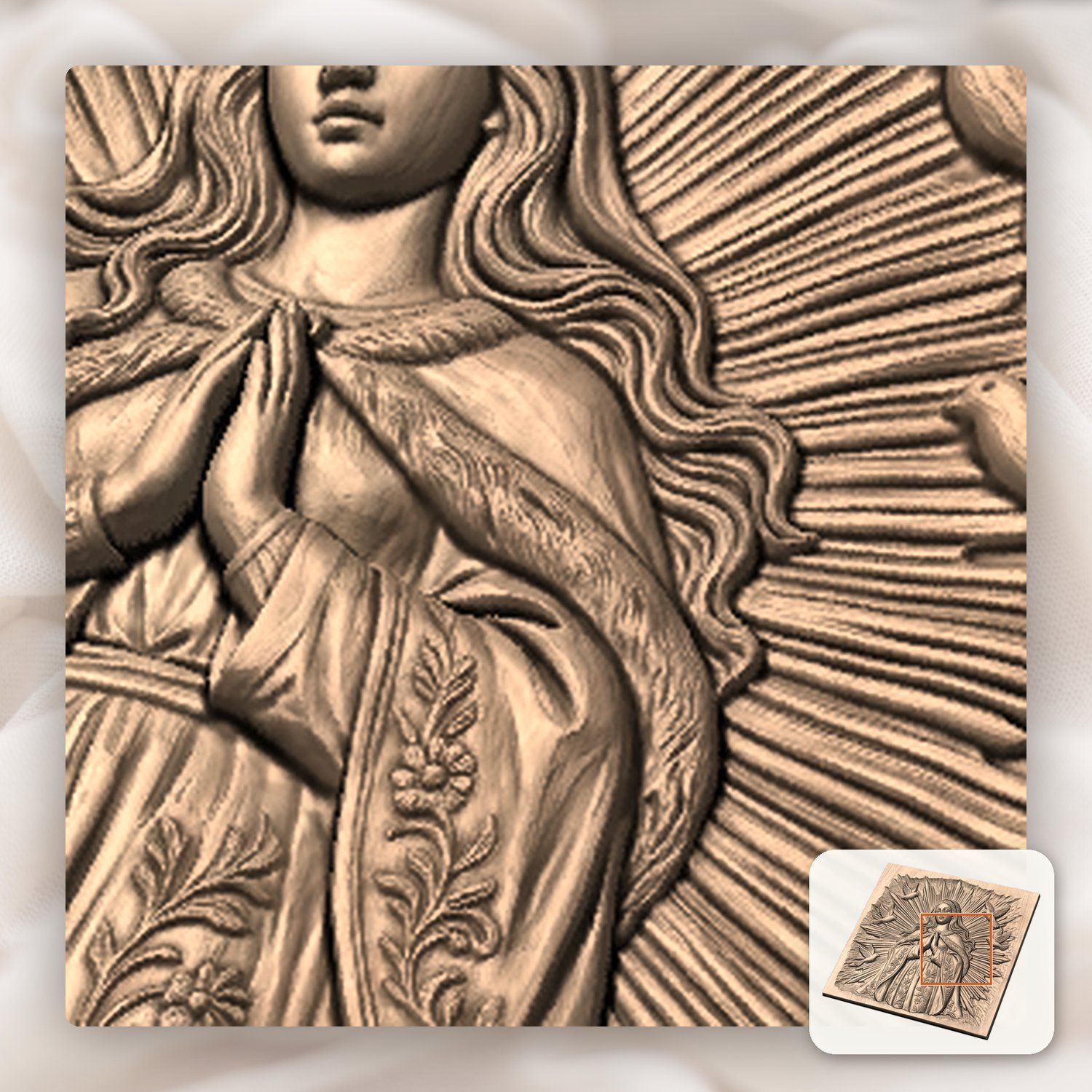 Blessed Virgin Mary Religious CNC Relief STL bas-relief STL — view 10