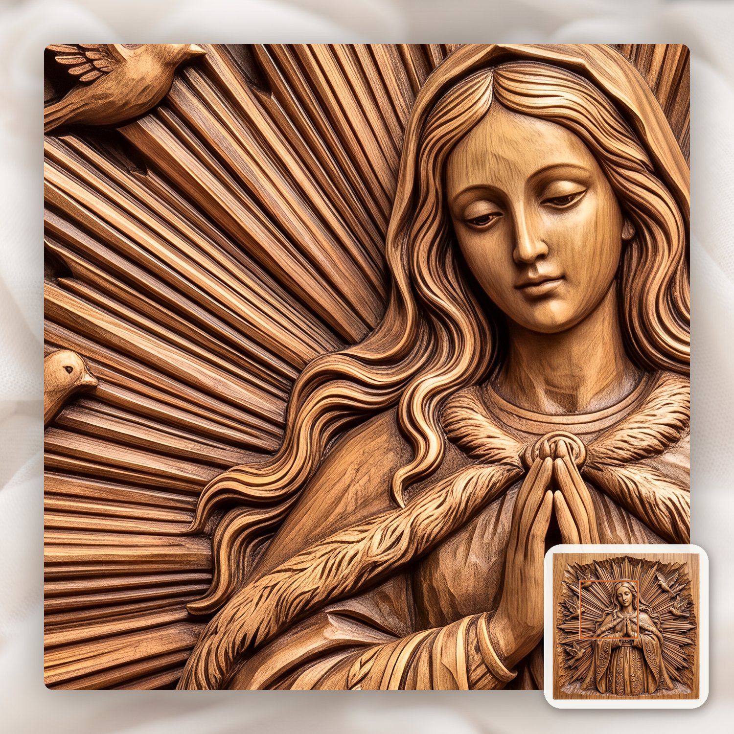 Blessed Virgin Mary Religious CNC Relief STL bas-relief STL — view 11