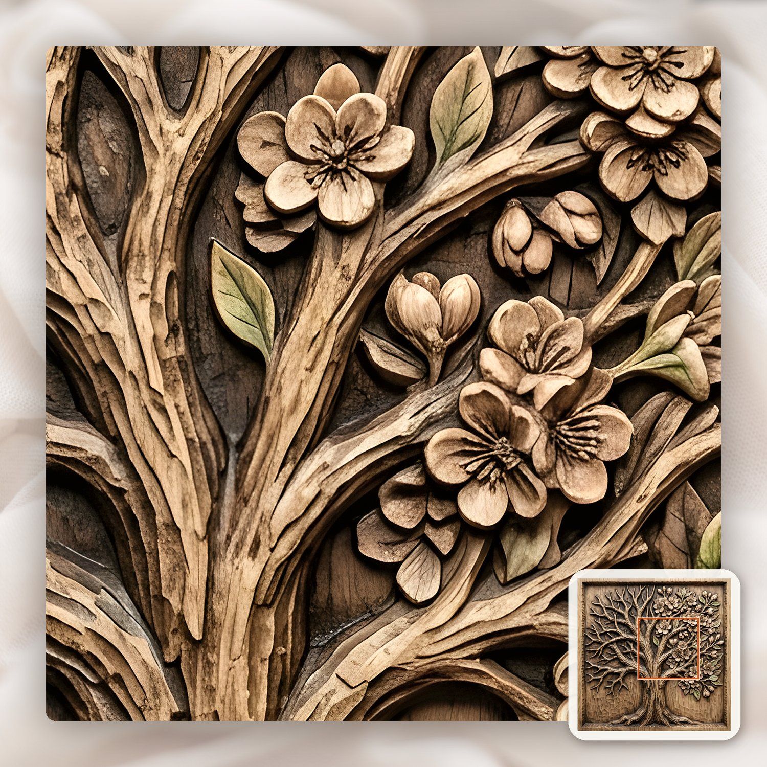 Blooming Cherry Blossom Tree Of Life CNC Relief STL bas-relief STL — view 10