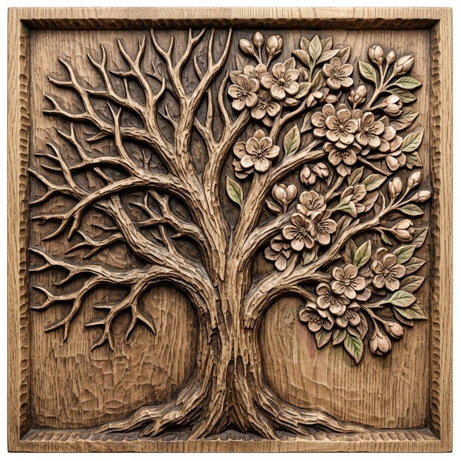 Blooming Cherry Blossom Tree Of Life CNC Relief STL bas-relief STL — view 13