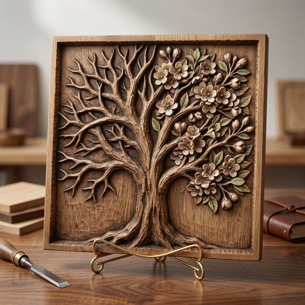 Blooming Cherry Blossom Tree Of Life CNC Relief STL bas-relief STL — view 15