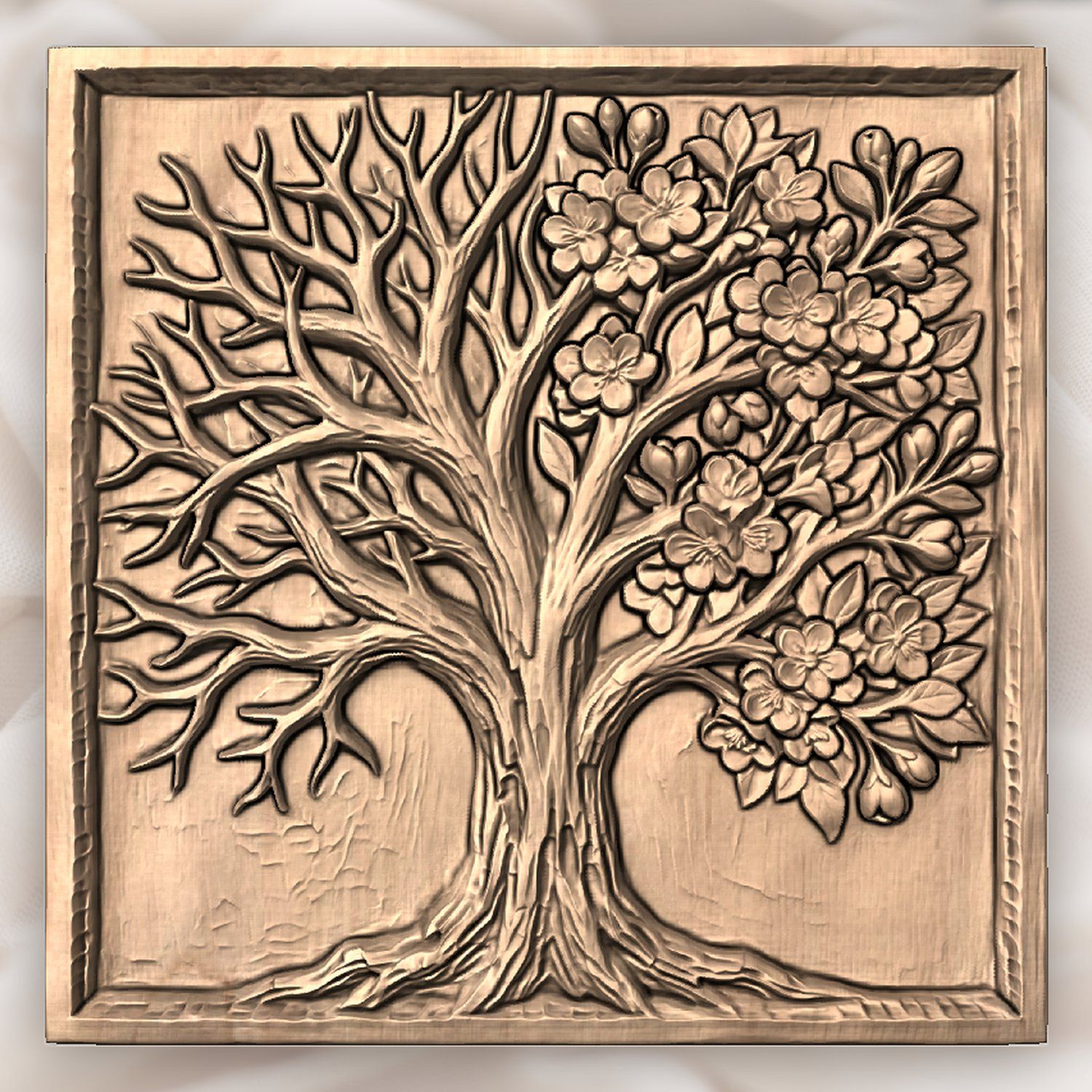 Blooming Cherry Blossom Tree Of Life CNC Relief STL bas-relief STL — view 3