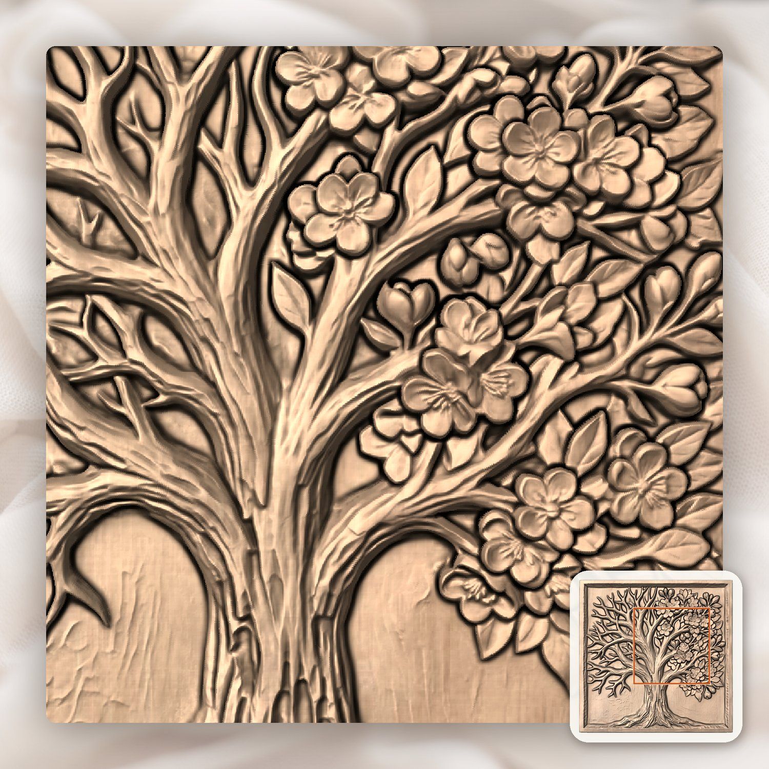 Blooming Cherry Blossom Tree Of Life CNC Relief STL bas-relief STL — view 5