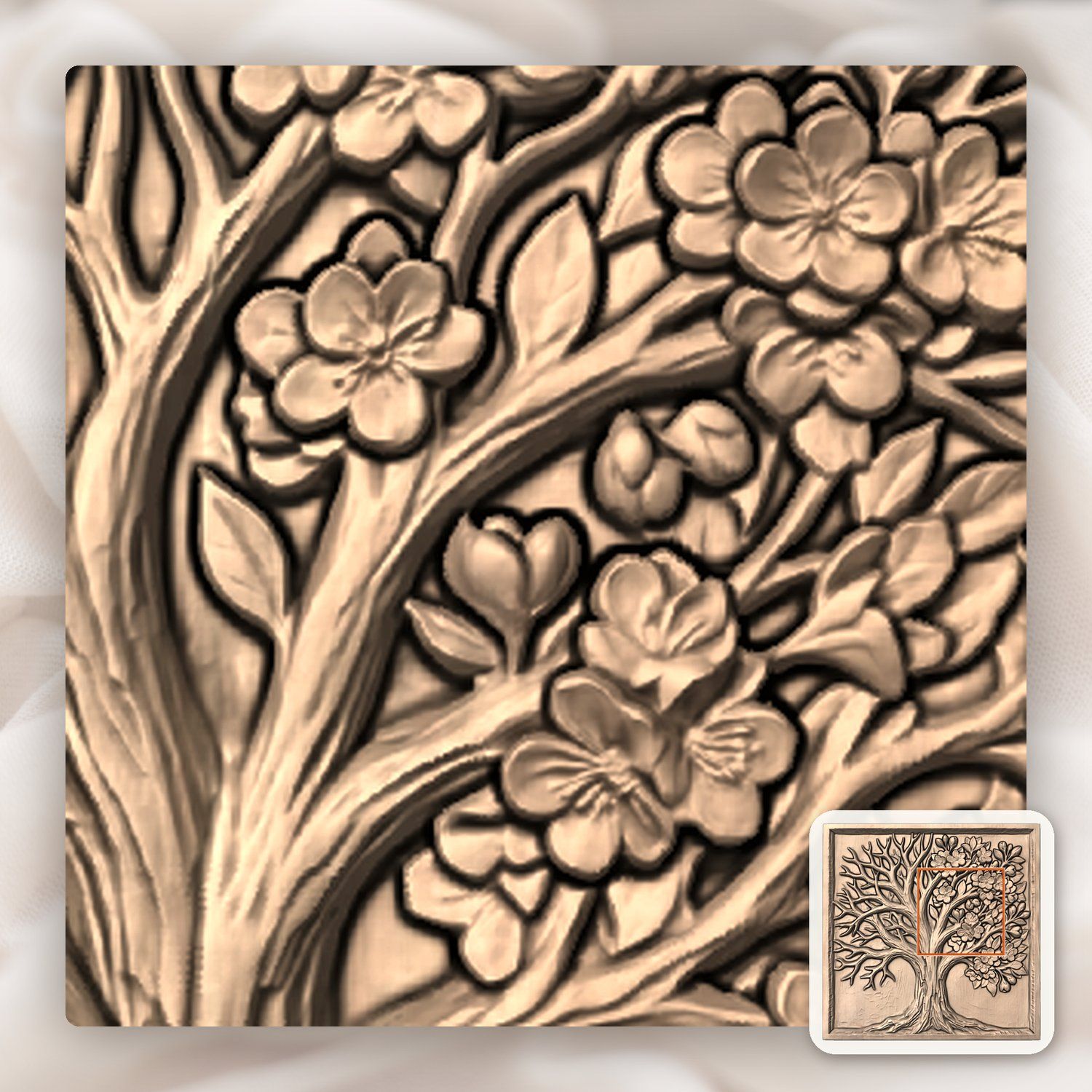 Blooming Cherry Blossom Tree Of Life CNC Relief STL bas-relief STL — view 6