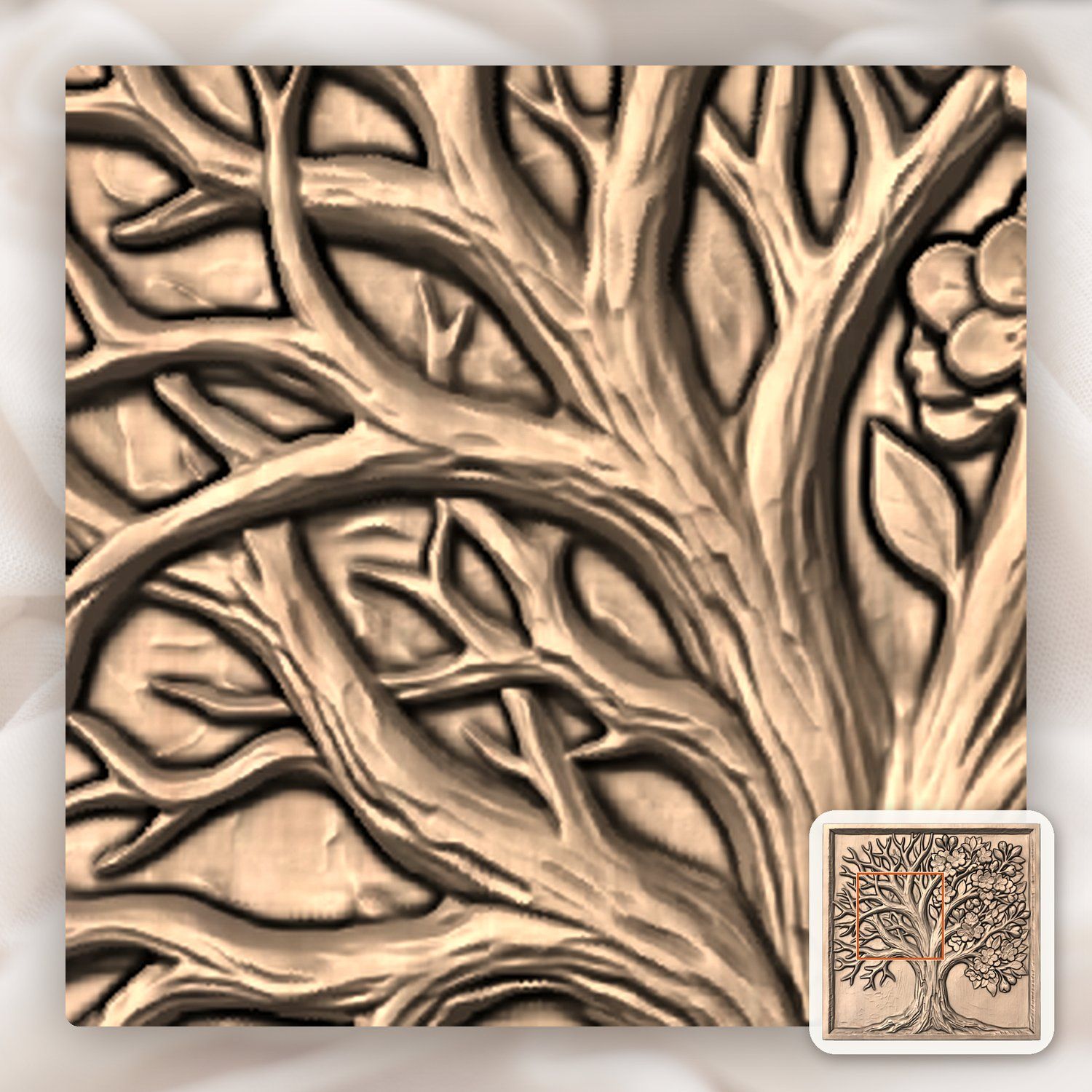 Blooming Cherry Blossom Tree Of Life CNC Relief STL bas-relief STL — view 7