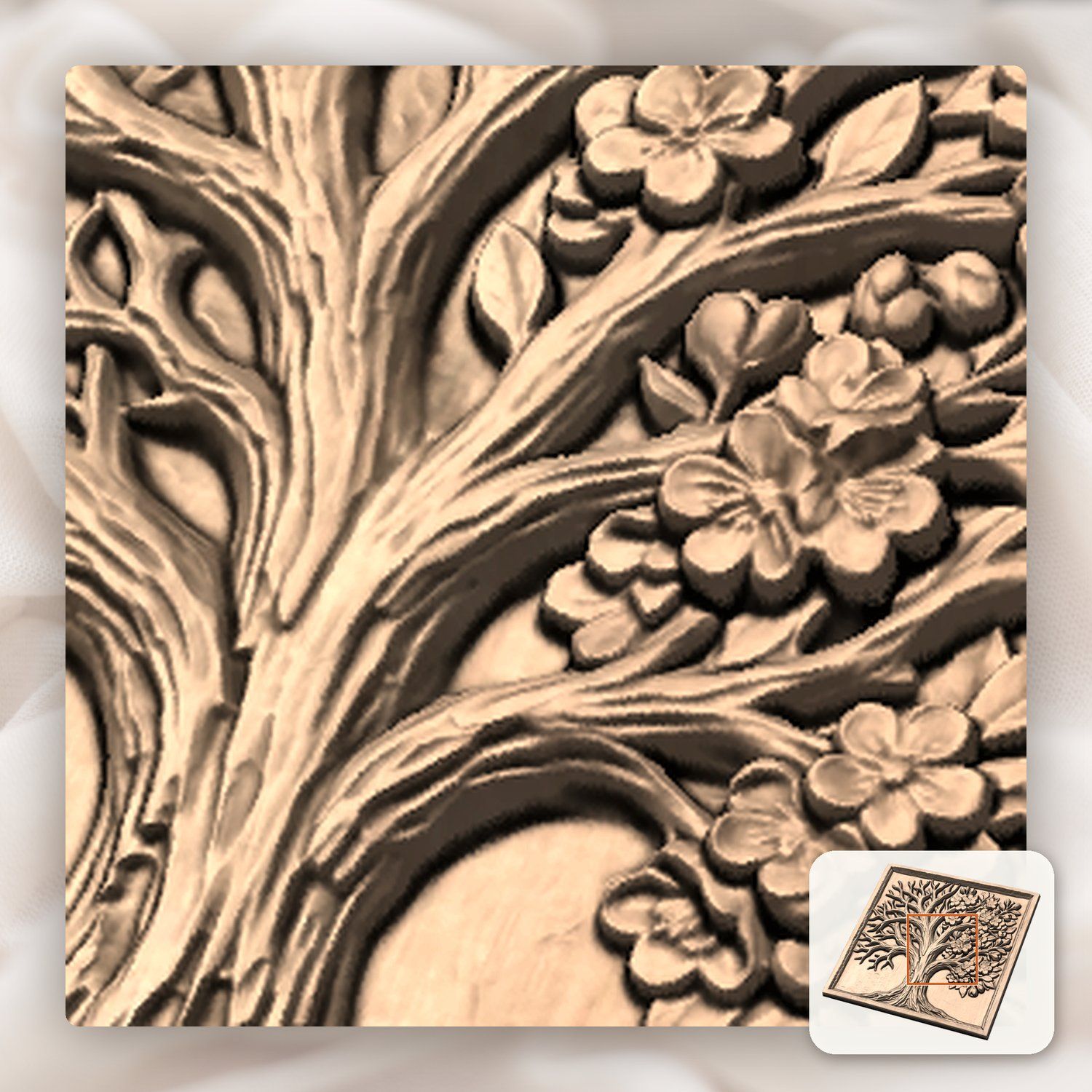 Blooming Cherry Blossom Tree Of Life CNC Relief STL bas-relief STL — view 8