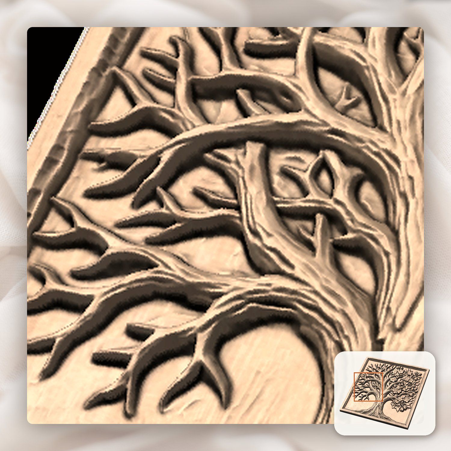 Blooming Cherry Blossom Tree Of Life CNC Relief STL bas-relief STL — view 9