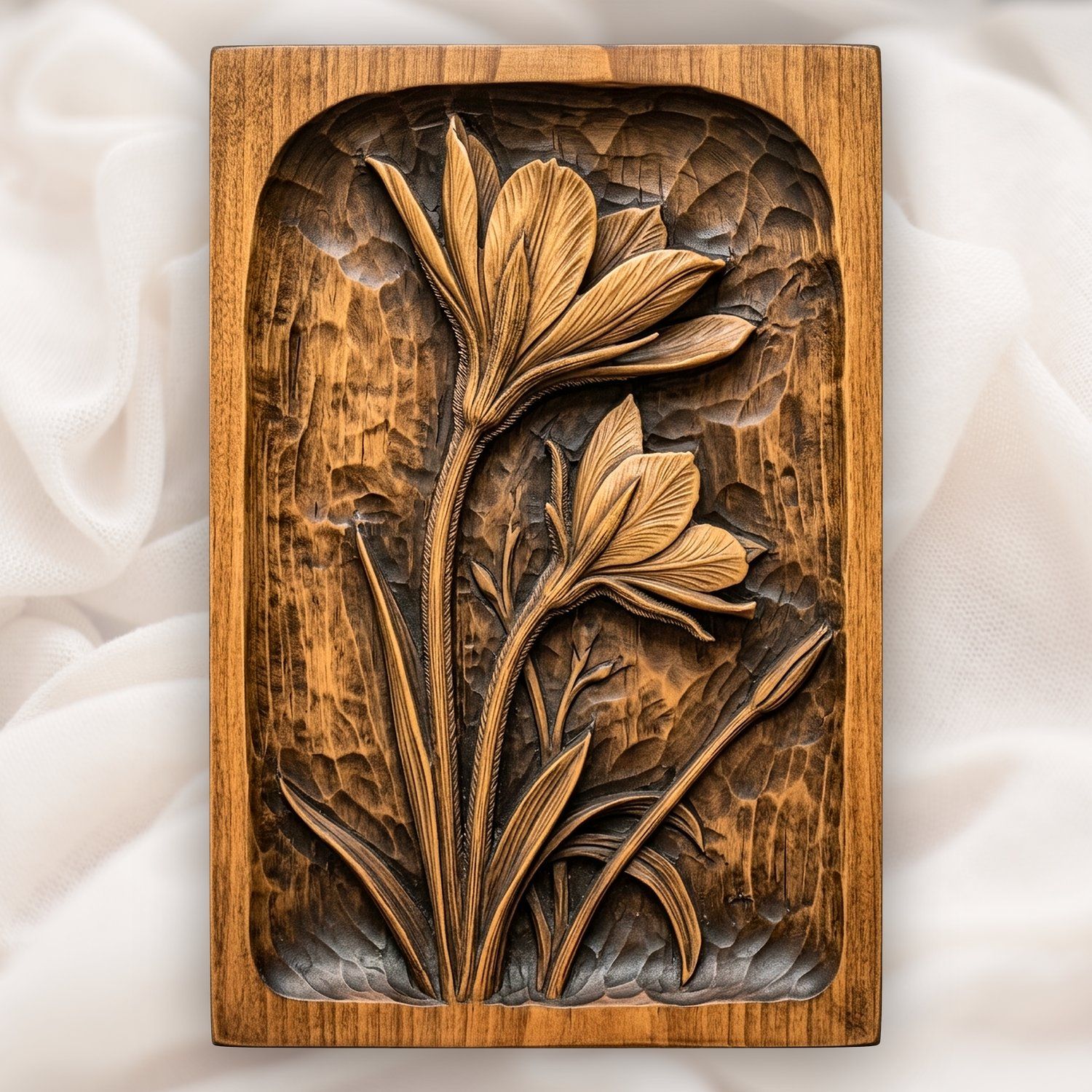 Blooming Lily Flower Panel CNC Relief STL bas-relief STL design