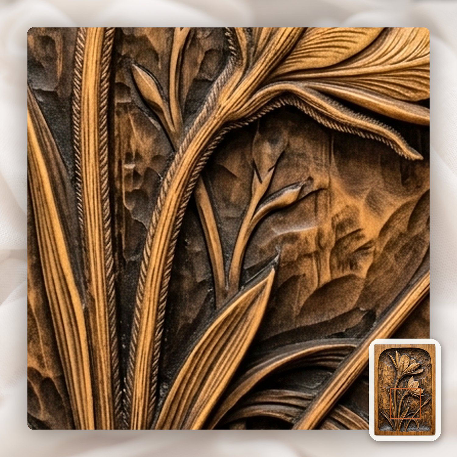 Blooming Lily Flower Panel CNC Relief STL bas-relief STL — view 12