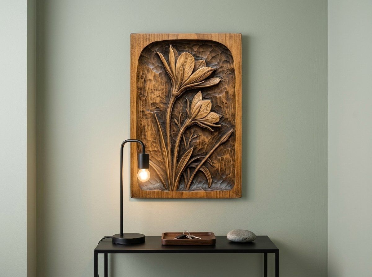Blooming Lily Flower Panel CNC Relief STL bas-relief STL — view 14