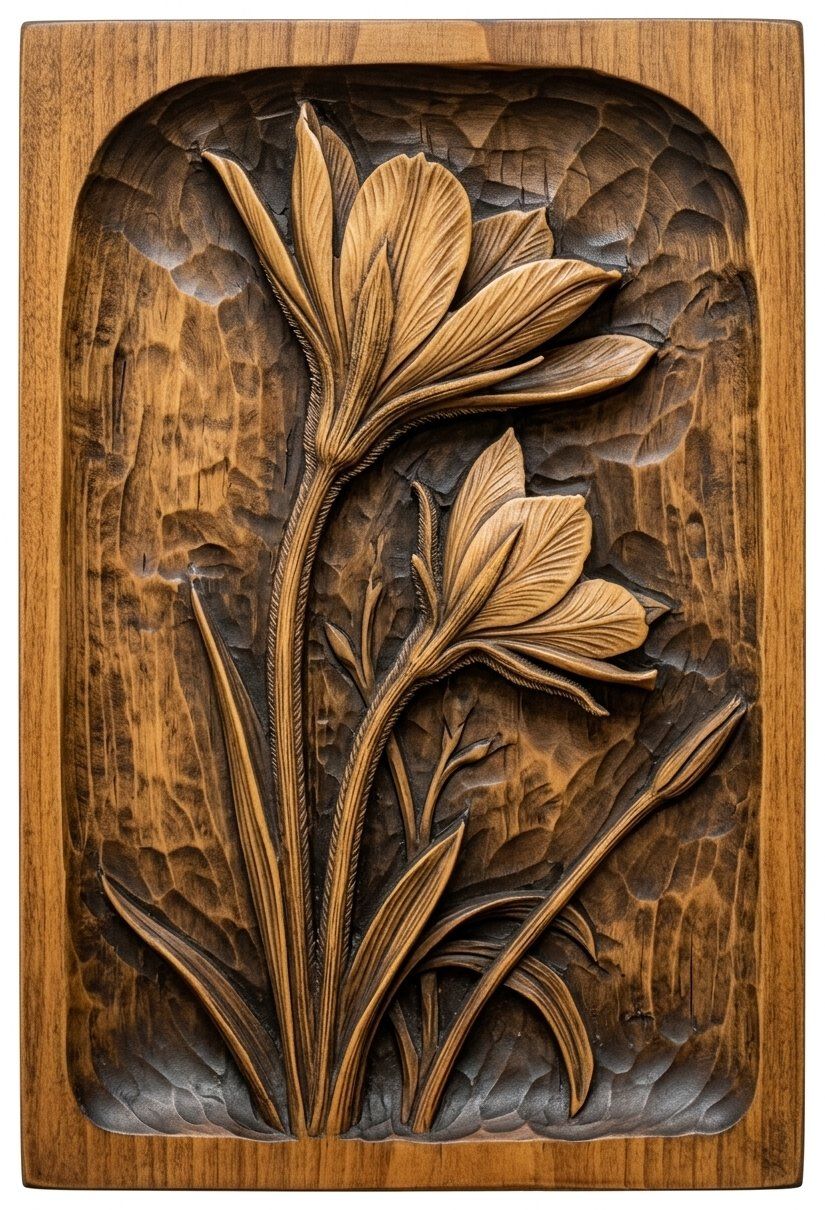 Blooming Lily Flower Panel CNC Relief STL bas-relief STL — view 4