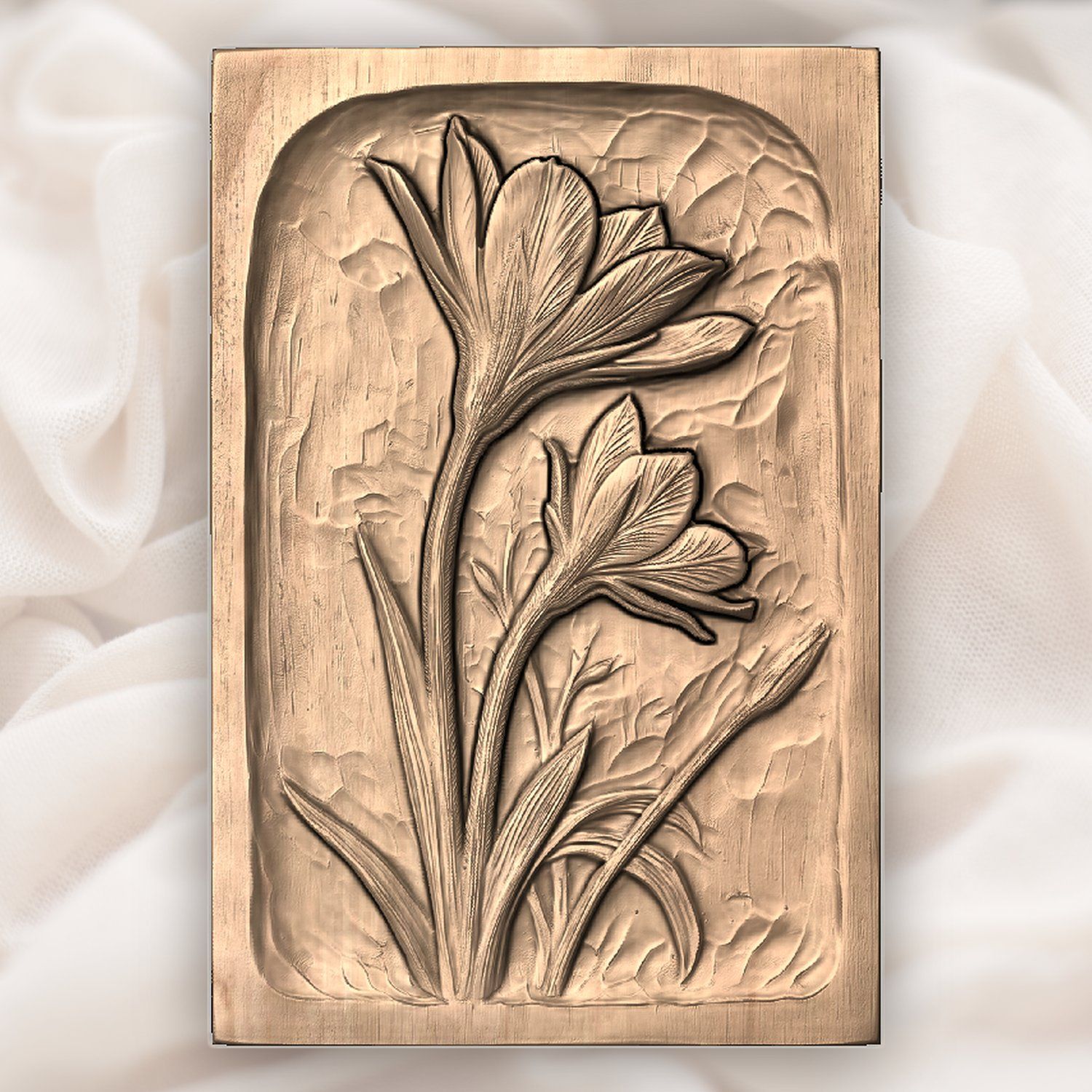 Blooming Lily Flower Panel CNC Relief STL bas-relief STL — view 5